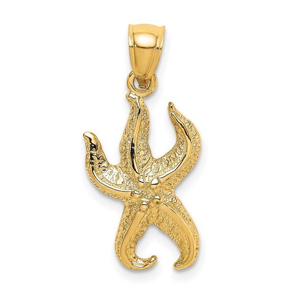 10k Yellow Gold Textured Starfish Charm